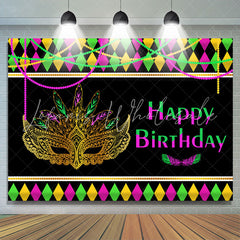 Lofaris Colorful Mask Masquerade Theme Happy Birthday Backdrop