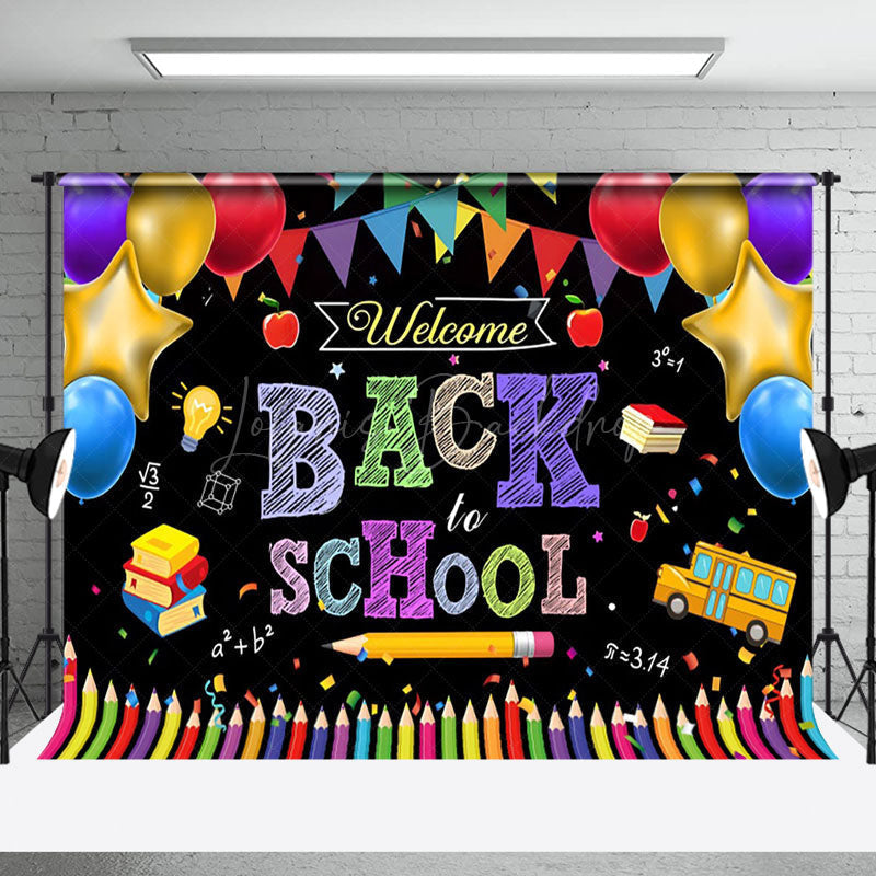 Lofaris Colorful Pencil Balloons Flag Back To School Backdrop