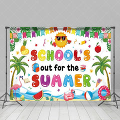 Colorful Schools Out For The Summer Pool Party Backdrop For Kids