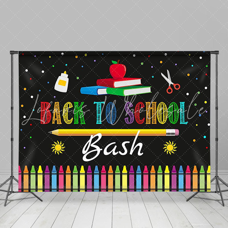 Lofaris Colorful Spots And Pencil Black Back To School Backdrop Banner