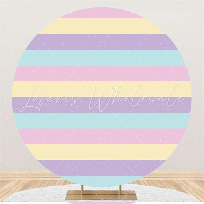 Lofaris Colorful Stripes Round Happy Birthday Backdrop For Girl