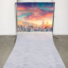 Lofaris Colorful Sunset Winter Scene Photo Booth Backdrop