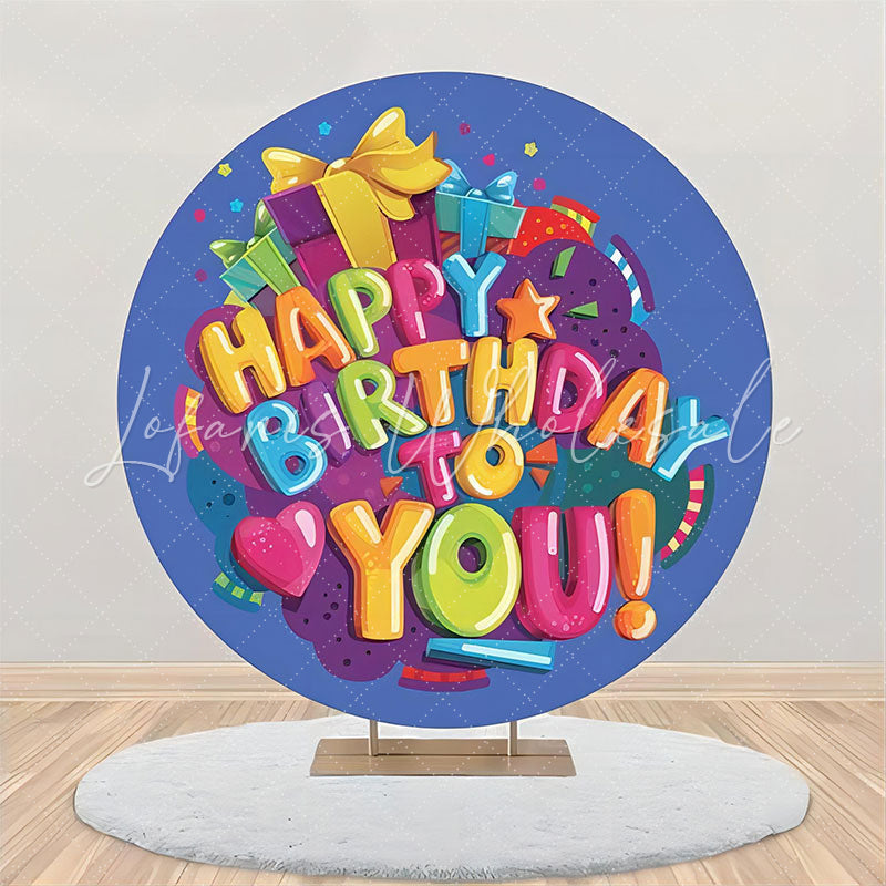 Lofaris Colors Letter Gift Blue Round Birthday Backdrop