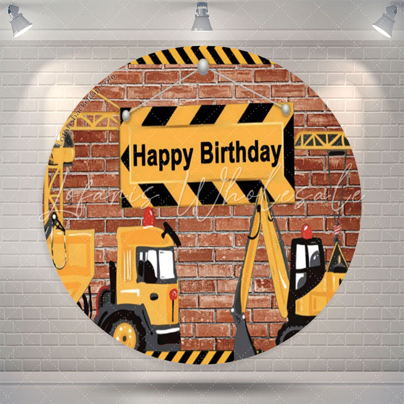 Lofaris Construction Theme Circle Backdrop For Birthday Party