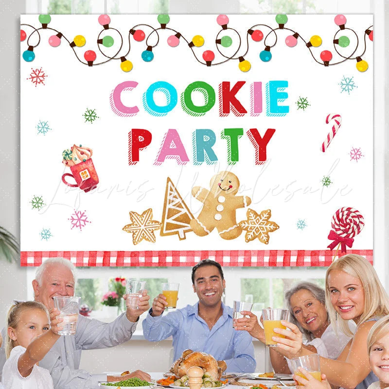 Lofaris Cookie Party Snowflake Christmas Tree Lights Backdrop