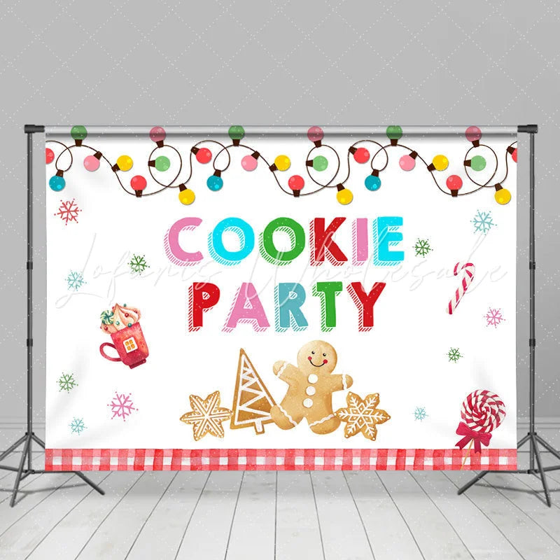 Lofaris Cookie Party Snowflake Christmas Tree Lights Backdrop