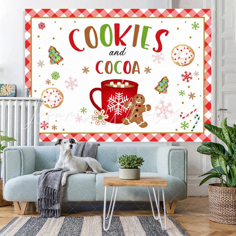 Lofaris Cookies and Cocoa Gingerbread Snowflake Backdrop for Party