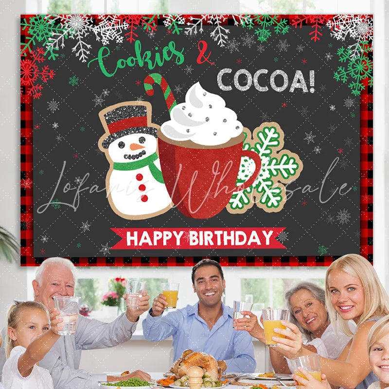 Lofaris Cookies and Cocoa! Winter Christmas Brithday Backdrop