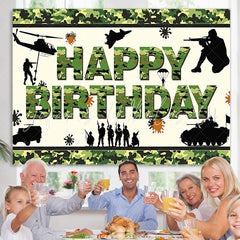 Lofaris Cool Camouflage Army Boy Happy Birthday Backdrop