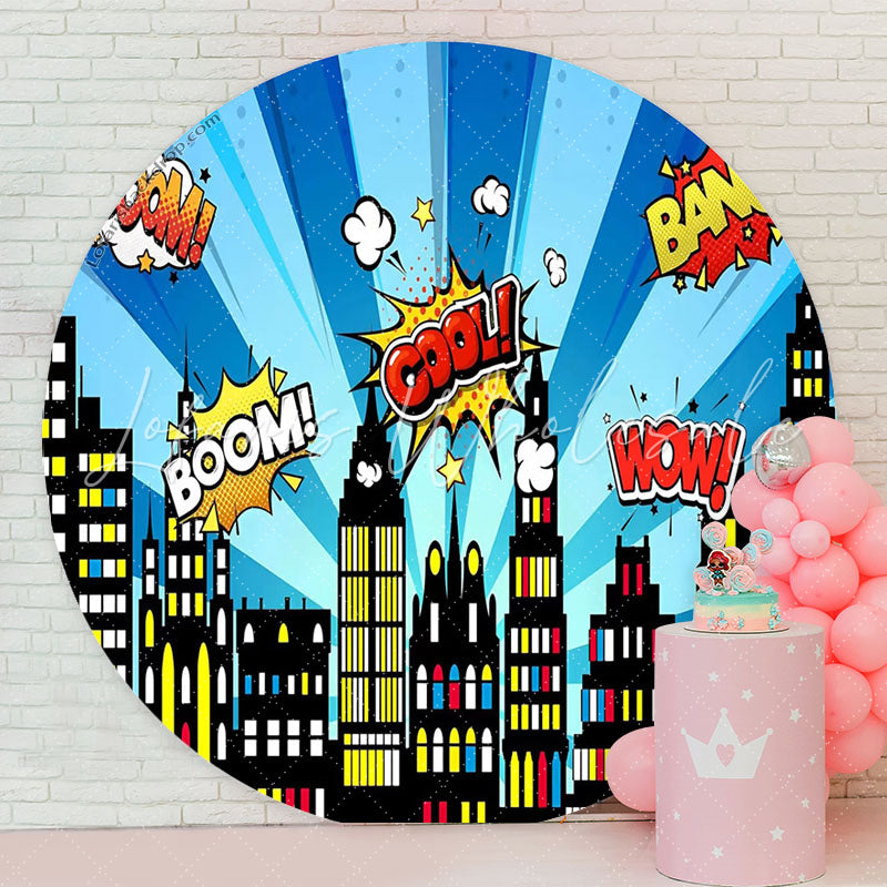 Lofaris Cool Night Country Blue Circle Birthday Backdrop