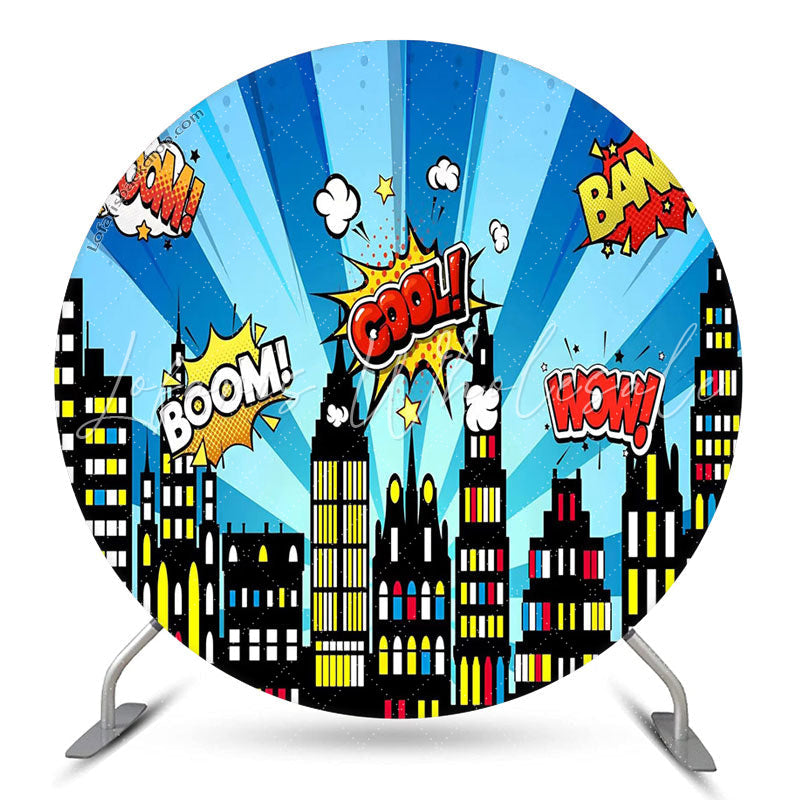 Lofaris Cool Night Country Blue Circle Birthday Backdrop