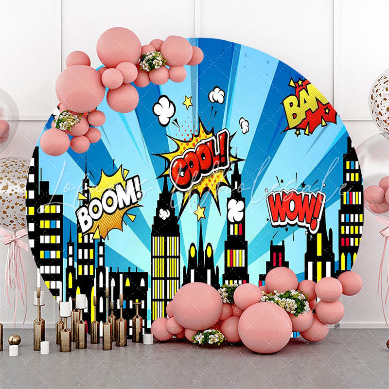 Lofaris Cool Night Country Blue Circle Birthday Backdrop