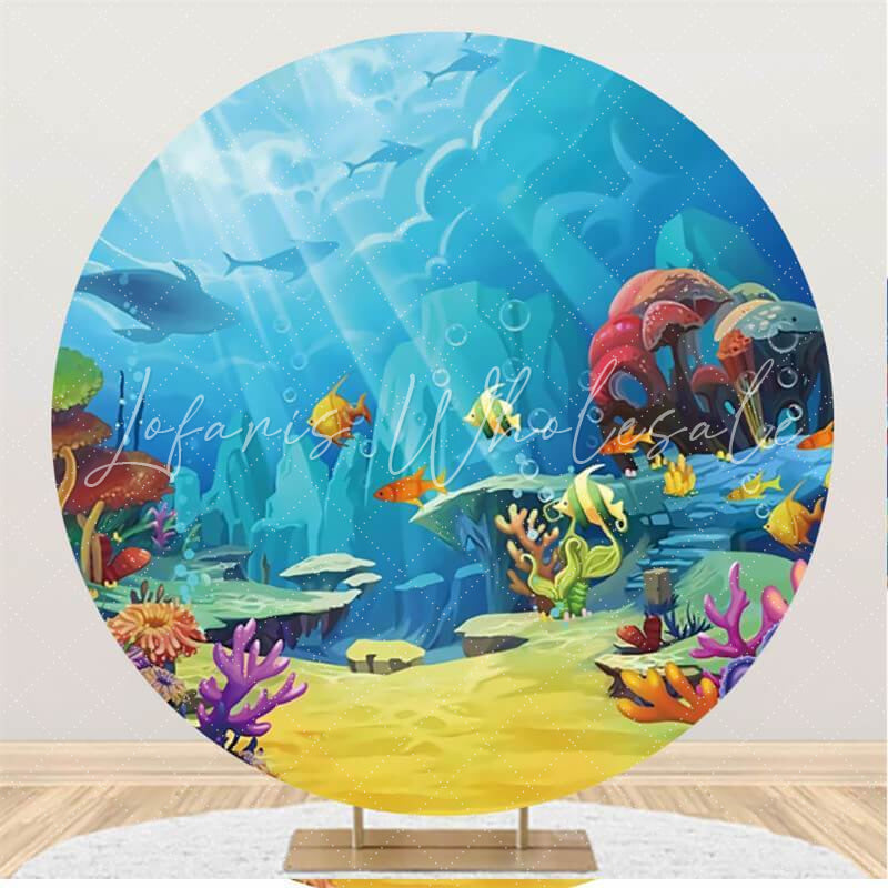 Lofaris Coral And Whale Under The Sea World Circle Backdrop