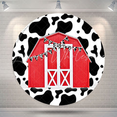 Lofaris Cow Pattern Flag Red Farm Circle Birthday Backdrop