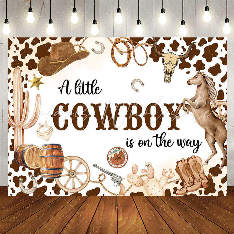 Lofaris Cowboy On The Way Redeo Spots Baby Shower Backdrop