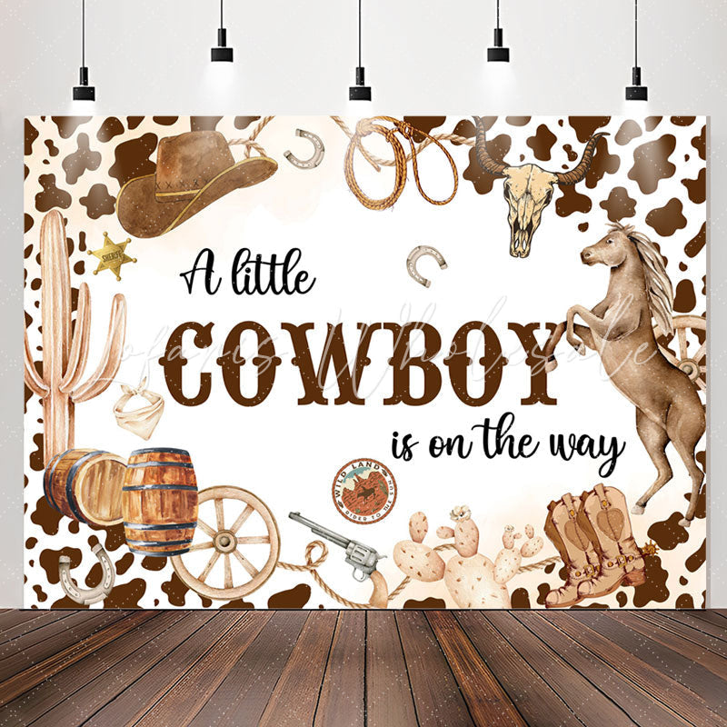 Lofaris Cowboy On The Way Redeo Spots Baby Shower Backdrop