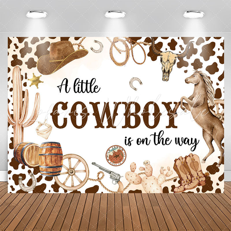 Lofaris Cowboy On The Way Redeo Spots Baby Shower Backdrop