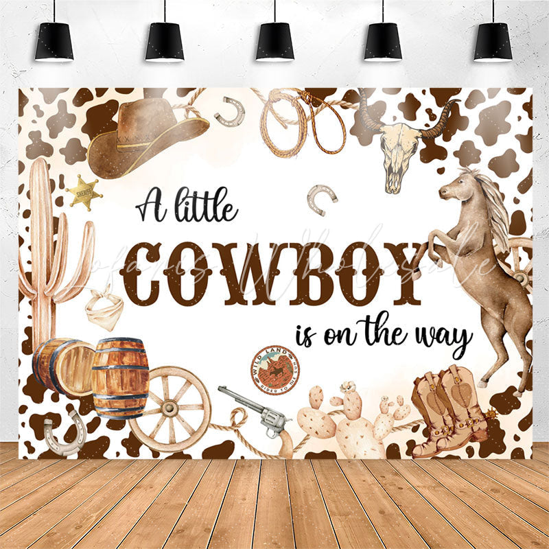 Lofaris Cowboy On The Way Redeo Spots Baby Shower Backdrop