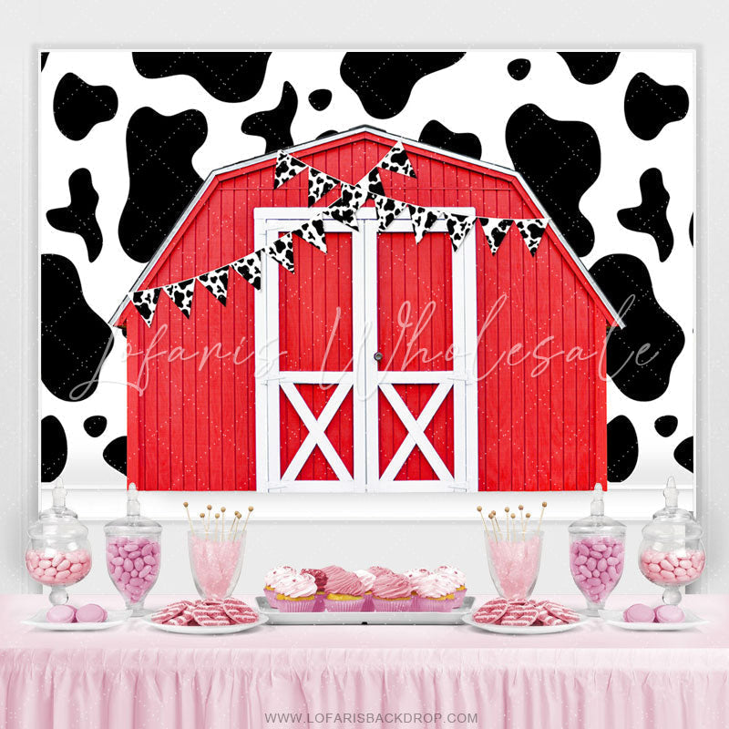 Lofaris Cowboy Red Farm Theme Simple Happy Birthday Backdrop