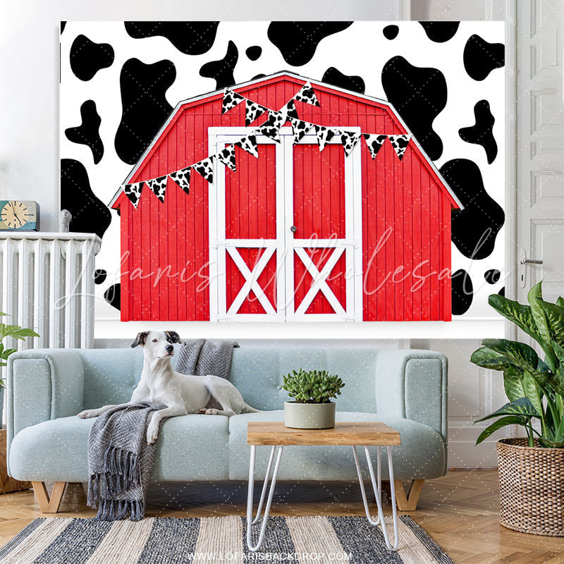Lofaris Cowboy Red Farm Theme Simple Happy Birthday Backdrop