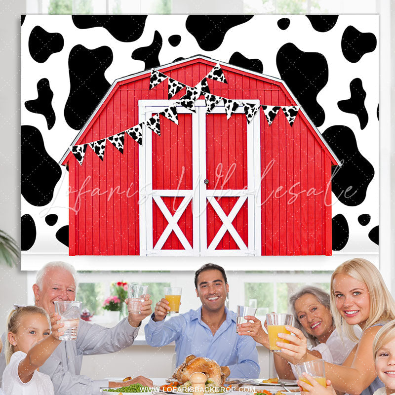 Lofaris Cowboy Red Farm Theme Simple Happy Birthday Backdrop