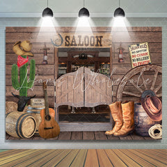 Lofaris Cowboy Saloon Bar Themed Wooden Happy Birthday Backdrop