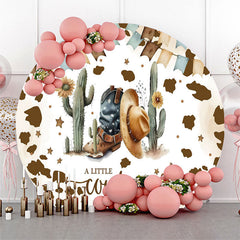 Lofaris Cowboy Sand Cactus Retro Round Baby Shower Backdrop