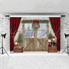 Lofaris Curtain Christmas Wreath Backdrop For Party