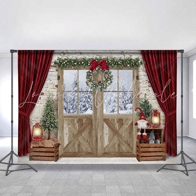 Lofaris Curtain Christmas Wreath Backdrop For Party