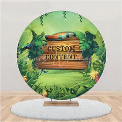 Lofaris Custom Forest Wood Plank Round Birthday Backdrop