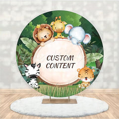 Lofaris Custom Jungle Animals Round Baby Shower Backdrop