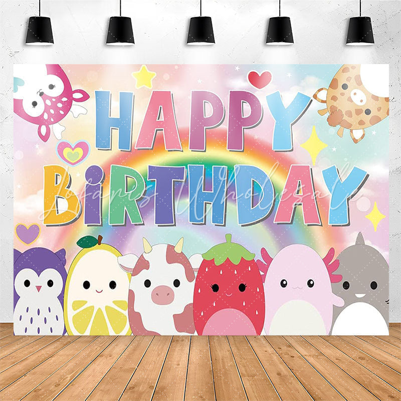 Lofaris Cute Animals Rainbow Bokeh Axolotl Birthday Backdrop