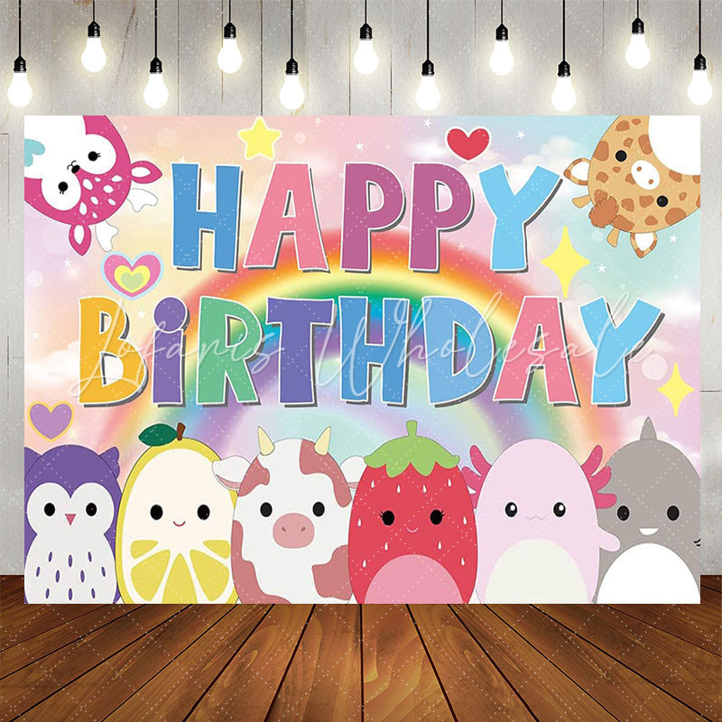 Lofaris Cute Animals Rainbow Bokeh Axolotl Birthday Backdrop