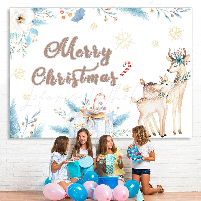 Lofaris Cute Little Deer and Mother Chritmas Backdrop