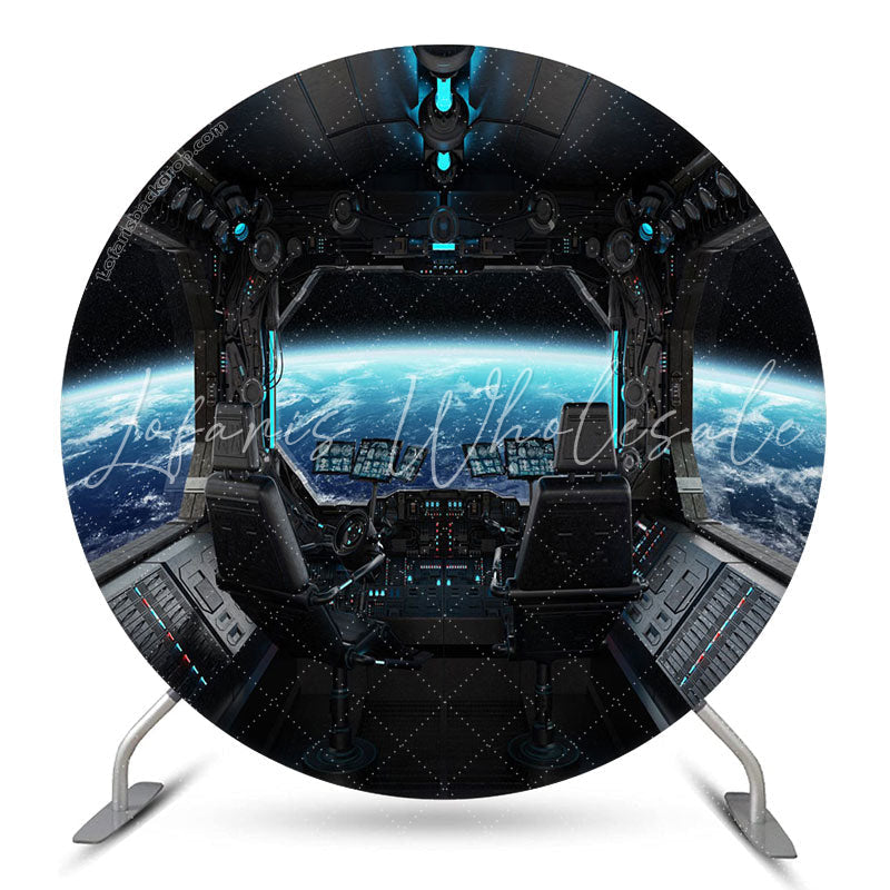 Lofaris Cyber Spacecraft The Earth Circle Birthday Backdrop