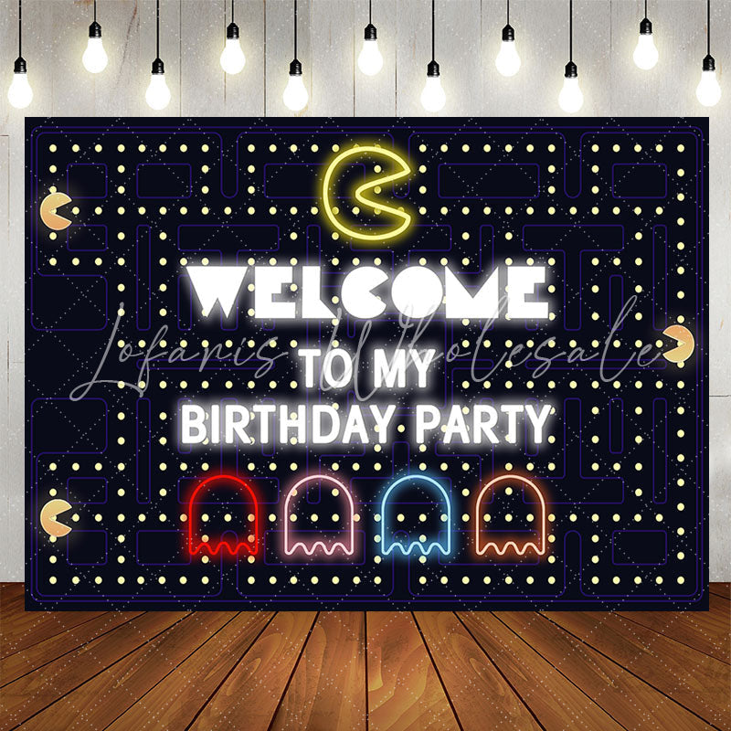 Lofaris Dark Blue Maze Welcome To My Birthday Party Backdrop