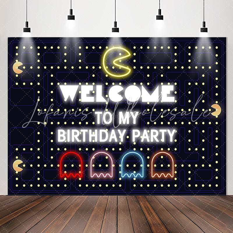 Lofaris Dark Blue Maze Welcome To My Birthday Party Backdrop