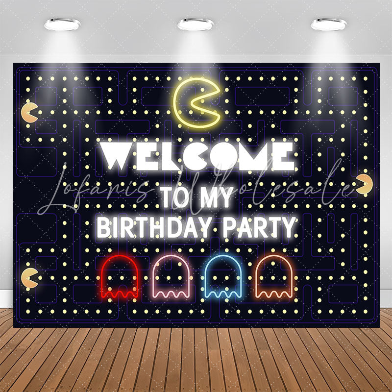 Lofaris Dark Blue Maze Welcome To My Birthday Party Backdrop