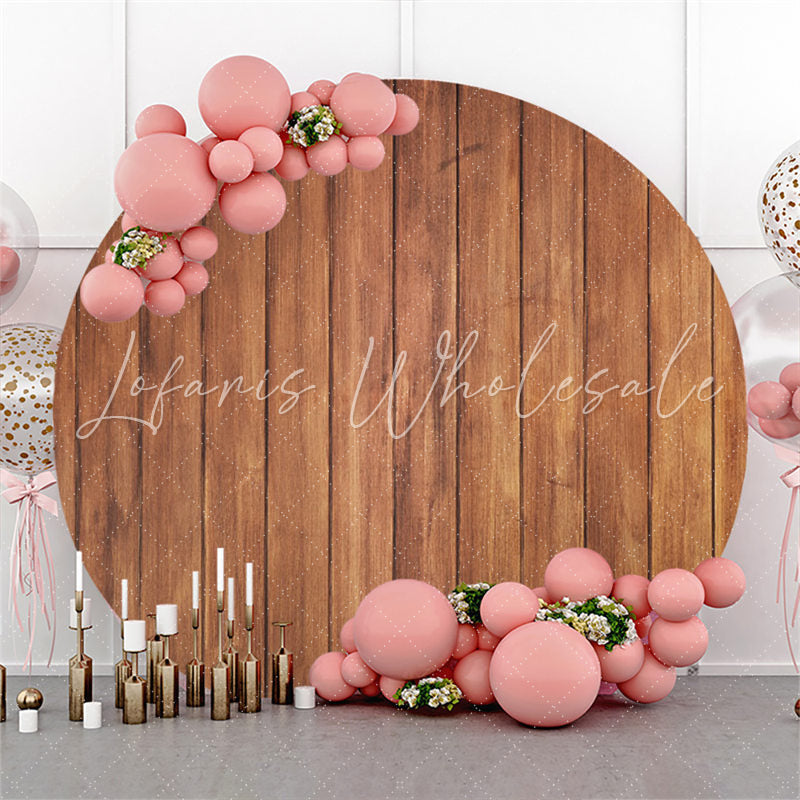 Lofaris Dark Brown Retro Wood Birthday Party Decoration Backdrop