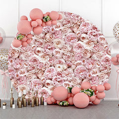 Lofaris Dense Pink Floral Elegant Round Wedding Backdrop