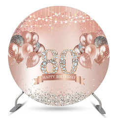 Lofaris Diamond Balloon Rose Gold Round 80th Birthday Backdrop
