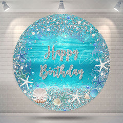Lofaris Diamond Blue Undersea Happy Birthday Round Backdrop