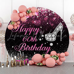 Lofaris Diamond Pink Hearts Bokeh Circle 60th Birthday Backdrop