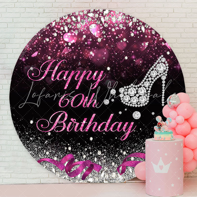 Lofaris Diamond Pink Hearts Bokeh Circle 60th Birthday Backdrop