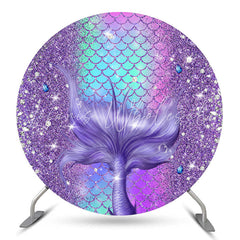 Lofaris Diamond Scale Purple Mermaid Round Birthday Backdrop