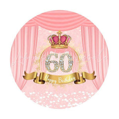 Lofaris Diamonds 70th Pink Round Happy Birthday Party Backdrop