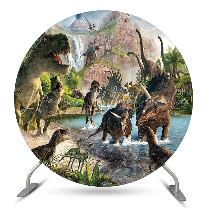 Lofaris Dinosaur Birthday Party Round Backdrop For Boy