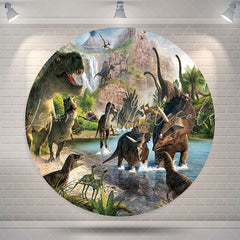 Lofaris Dinosaur Birthday Party Round Backdrop For Boy