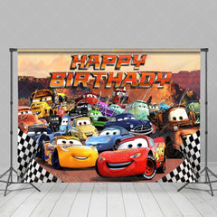 Disney Cartoon Cars Happy Birthday Party Backdrop For Boys