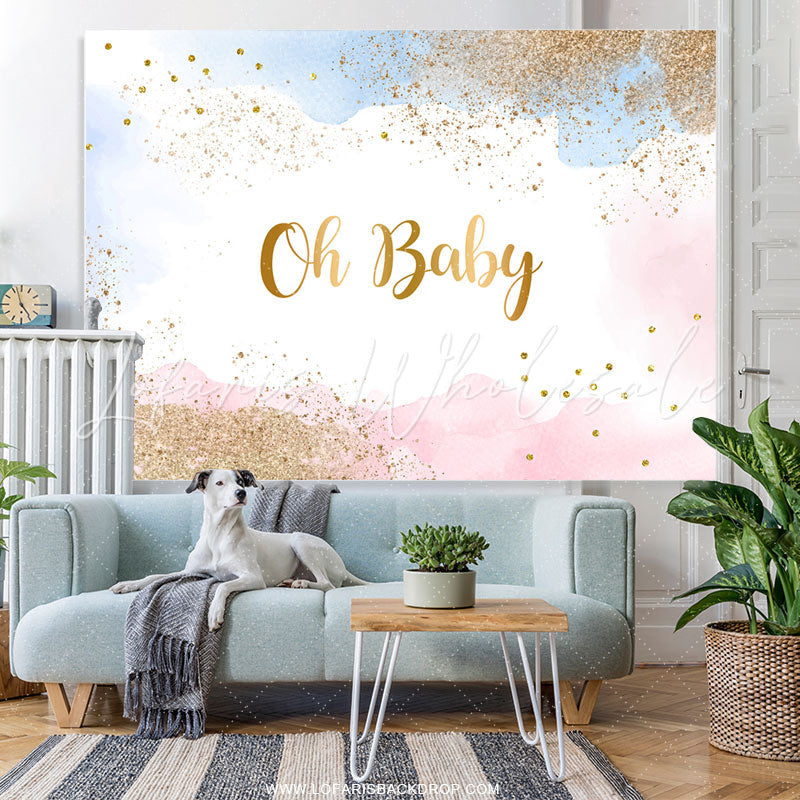 Lofaris Dream Cloud Glitter Simple Gender Reveal Backdrop